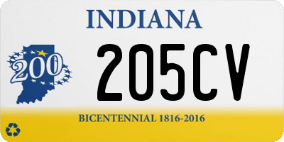 IN license plate 205CV