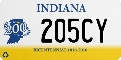 IN license plate 205CY