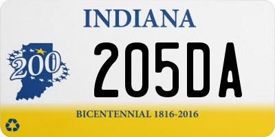 IN license plate 205DA