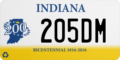 IN license plate 205DM