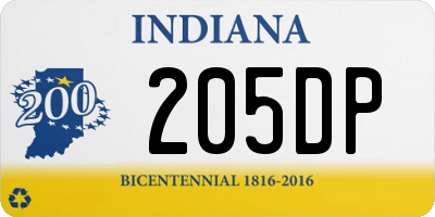 IN license plate 205DP