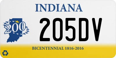 IN license plate 205DV