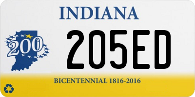 IN license plate 205ED