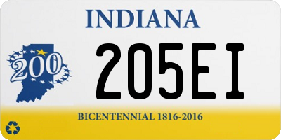 IN license plate 205EI