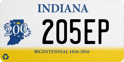 IN license plate 205EP