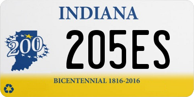 IN license plate 205ES