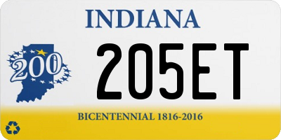 IN license plate 205ET