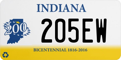 IN license plate 205EW