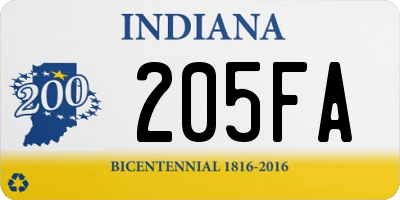 IN license plate 205FA