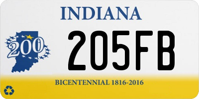 IN license plate 205FB