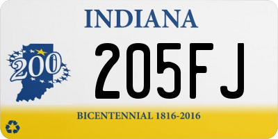 IN license plate 205FJ