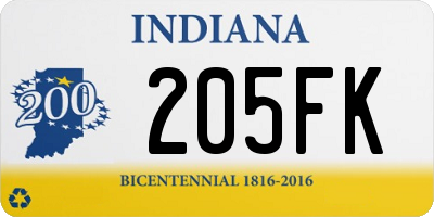 IN license plate 205FK