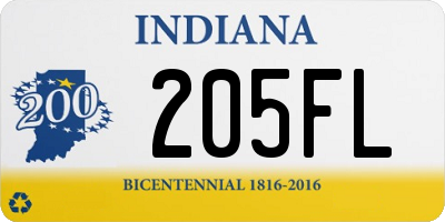 IN license plate 205FL