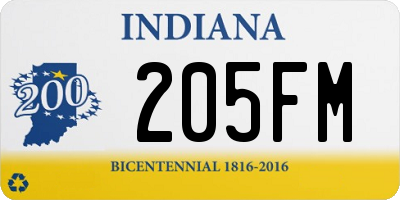 IN license plate 205FM