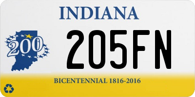 IN license plate 205FN