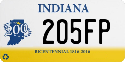 IN license plate 205FP