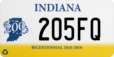 IN license plate 205FQ