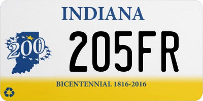 IN license plate 205FR