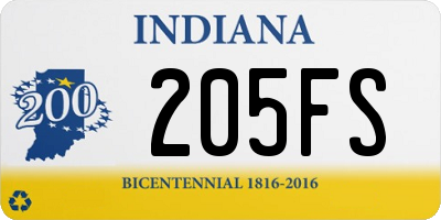 IN license plate 205FS