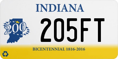 IN license plate 205FT