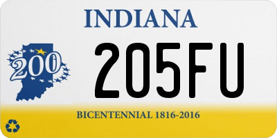 IN license plate 205FU