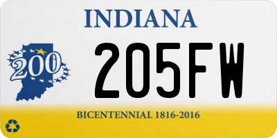 IN license plate 205FW