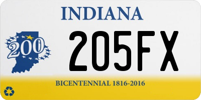 IN license plate 205FX