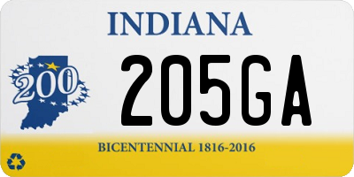 IN license plate 205GA