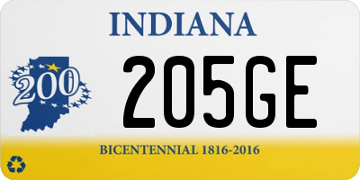 IN license plate 205GE