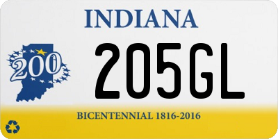 IN license plate 205GL