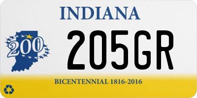 IN license plate 205GR