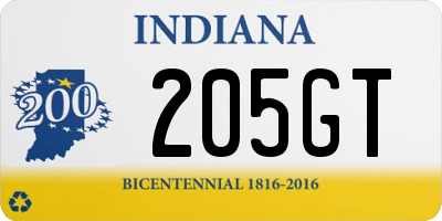 IN license plate 205GT