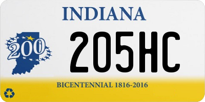 IN license plate 205HC