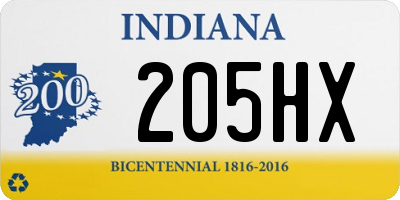 IN license plate 205HX