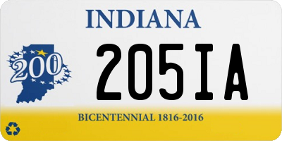IN license plate 205IA