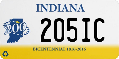 IN license plate 205IC