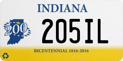 IN license plate 205IL