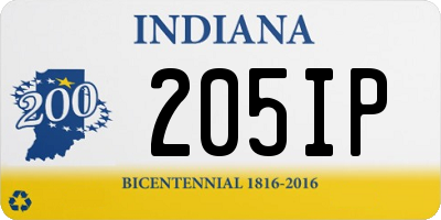 IN license plate 205IP