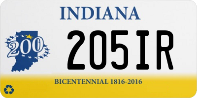 IN license plate 205IR