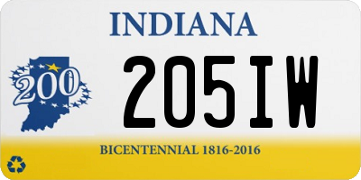 IN license plate 205IW