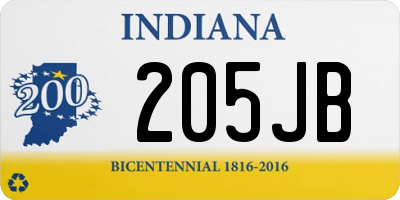 IN license plate 205JB
