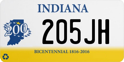 IN license plate 205JH