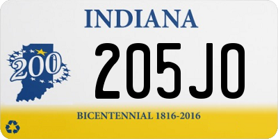 IN license plate 205JO
