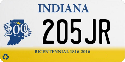 IN license plate 205JR