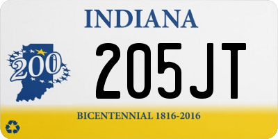 IN license plate 205JT