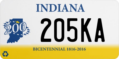 IN license plate 205KA