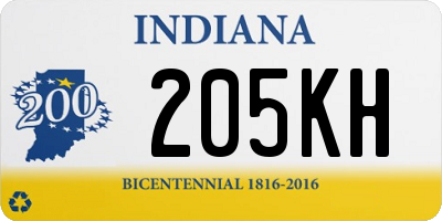 IN license plate 205KH