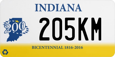 IN license plate 205KM