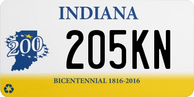 IN license plate 205KN