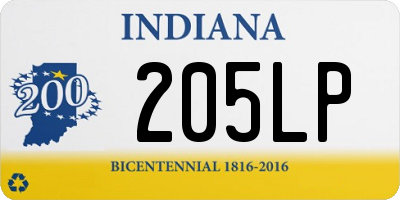 IN license plate 205LP